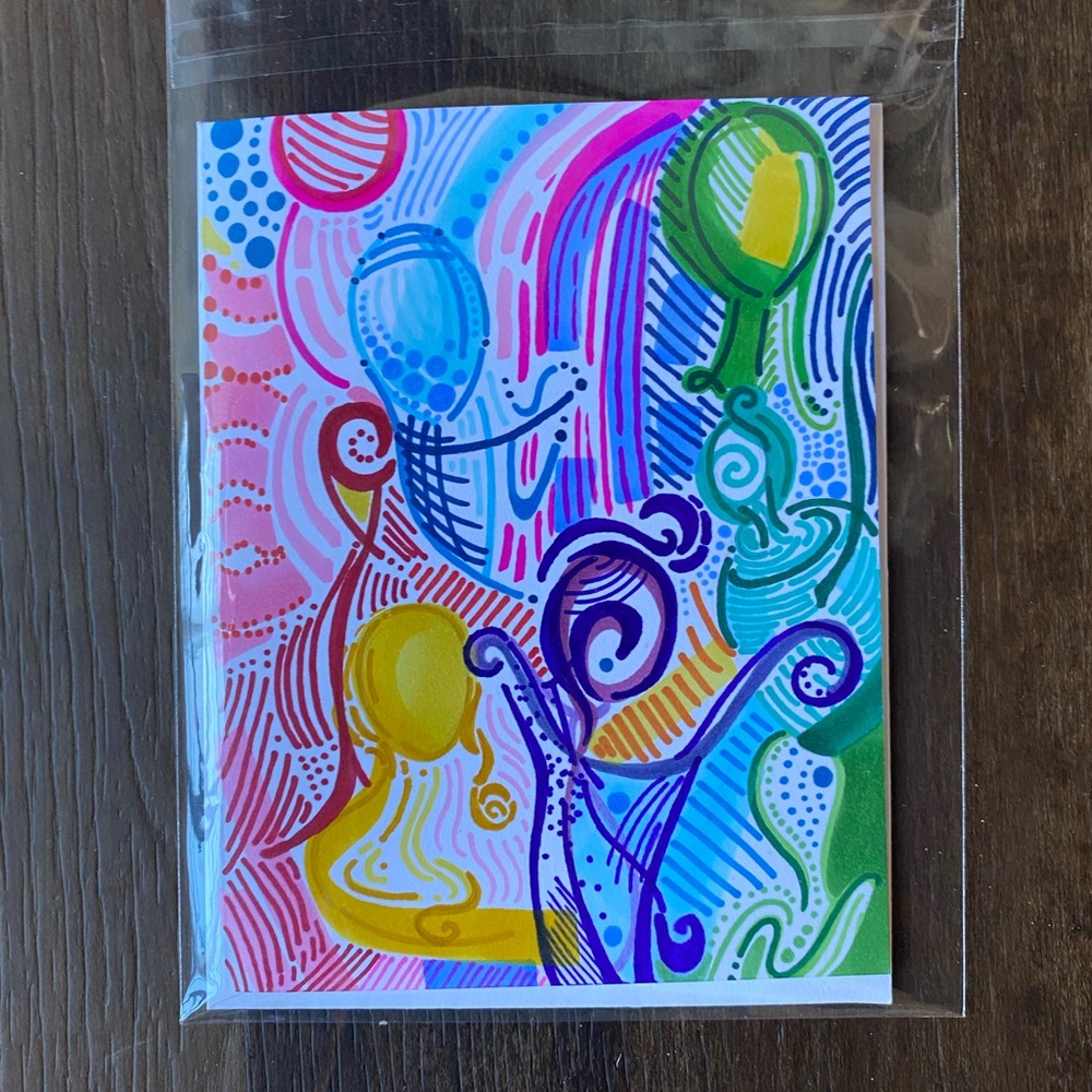 Handmade card with envelope and sticker